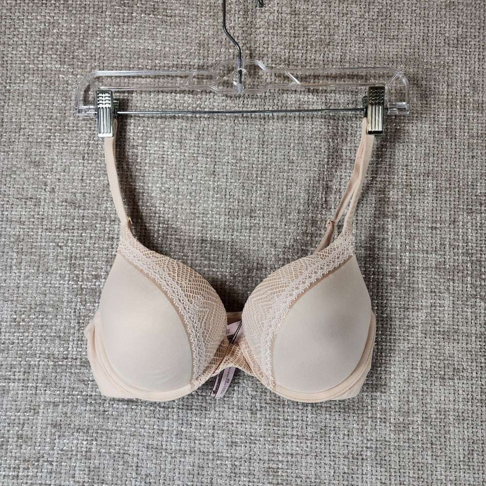 Victorias Secret Body By Victoria Perfect Shape Bra Women's 32D Beige Underwire